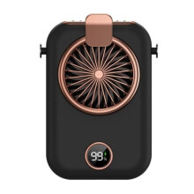 Ventilador portátil preto com bateria recarregável - Ideal para se refrescar durante atividades ao ar livre.