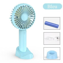 Ventilador USB - Portátil - Recarregável - Silencioso - 3 Velocidades - Azul