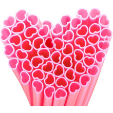 Pajitas rosas con forma de corazón de 8 mm – 50 unidades, individualmente