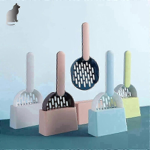 Cat Litter Scoop with Base, Angled Tip for Efficient Clump Removal, Ergonomic Padded Handle, ABS Plastic 2