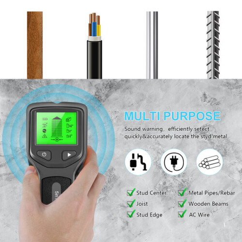 Wall Scanner with Deep Detection to 60mm, Locates Studs Centre and Edge for Mounting 1