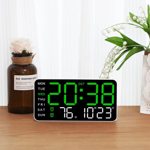 Large Digital Wall Clock with Voice Control, Auto Dimming & Time Memory Function 1