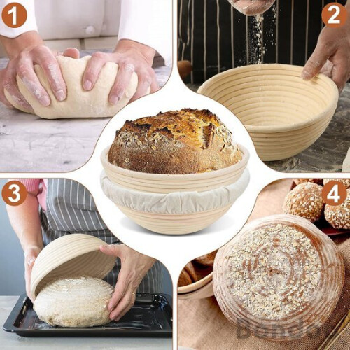 Round Proofing Basket Ø 23 cm for Sourdough Bread Baking Kit with Accessories 1