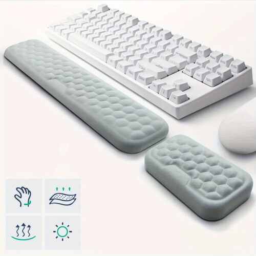 Memory Foam Mouse Pad and Keyboard Arm Rest Set for Wrist Comfort and Posture Support 2