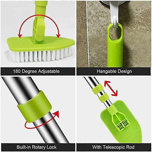 Telescopic Floor & Bath Scrub Brush with 180 Rotating Triangle Head & 4 Replaceable Heads 2