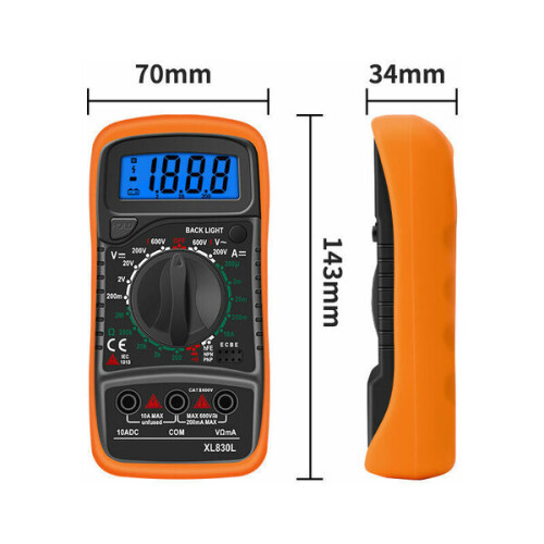 Digital Multimeter, 2000 Counts, Capacitance & Transistor Test, CE Certified for Automotive & Household Use 1