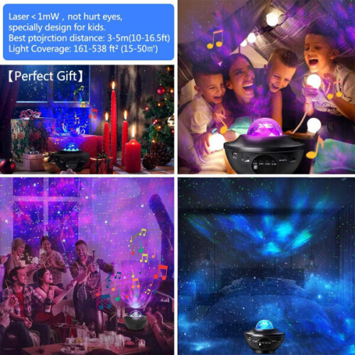 LED Star Projector with Ocean Wave Light, 10 Colour Modes, Adjustable Brightness and Timer 1