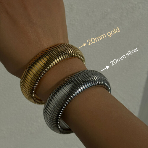 18k gold plated titanium steel bangle vintage elastic 2