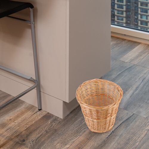 Woven Wicker Trash Basket – Light Yellow, 28.5 x 26 cm 2