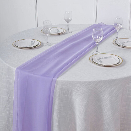 Bordløper i chiffon, lavendel, 183 cm 1