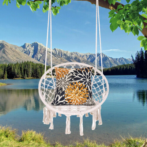 Fodere per cuscini decorativi con stampa floreale blu e gialla, set da 4 pezzi, 45x45 cm 1