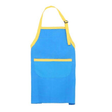 Kids Apron Adjustable Neck Strap with 2 Pockets for Boys Girls Gardening Painting Baking Role Play Sky Blue Yellow