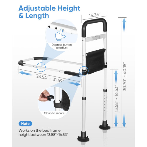 Bed Rail, with Adjustable Height, Extended Length 1