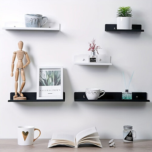 Floating Shelves Self-Adhesive Wall Rack, Matte Black 2