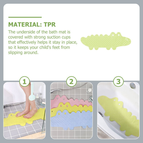 Tapis de douche vert en TPR avec ventouses 95 x 34,5 cm 1