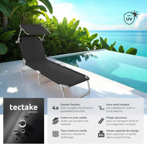 Ξαπλώστρες - TECTAKE - Πτυσσόμενη χαλύβδινη ξαπλώστρα κήπου με 4 θέσεις και σ 1
