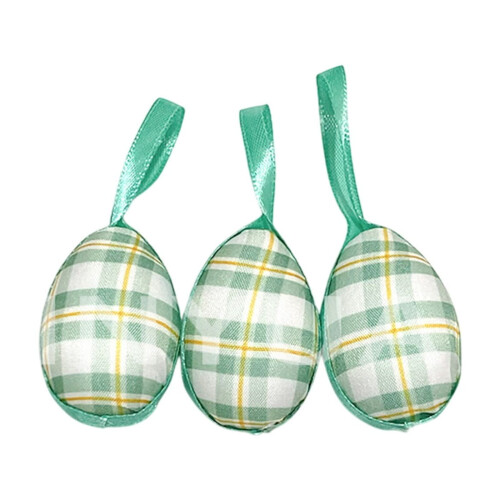 3 uova di Pasqua in plastica verde per dipingere e appendere 1