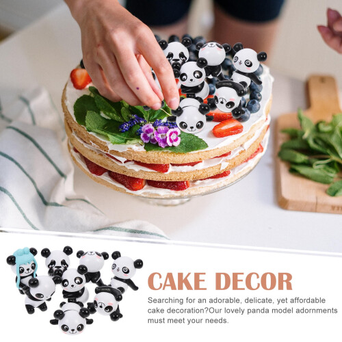 Mini decorazioni per torte a forma di panda in PVC (8 pezzi) 1