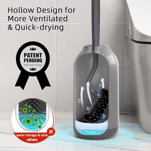 Set di scopino per WC con testina curva e supporto – Grigio 1