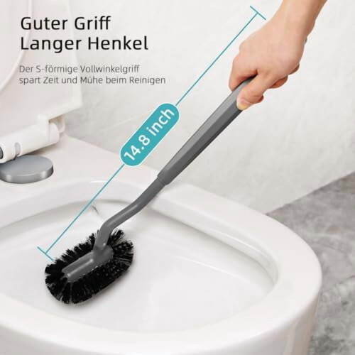 Set di scopino per WC con testina curva e supporto – Grigio 2