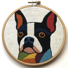 Boston Terrier Punch Needle Kit – Printed Pattern, Hoop &