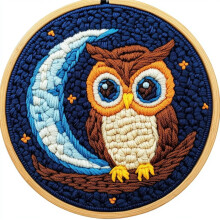 Punch Needle Kit Cartoon Owl & Moon 20x20cm