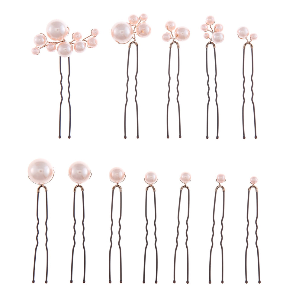 Pearl Hairpins U-Shaped 12 pcs