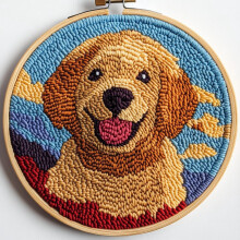 Punch Needle Kit Golden Retriever – Beginner Set, 20x20cm