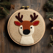 Punch Needle Kit Reindeer – Beginner Embroidery Set with