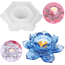 Molde de resina para portavelas de loto para velas pequeñas – Diseño floral,