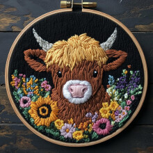 Punch Needle Kit: Highland Cow Design, Beginner Set with