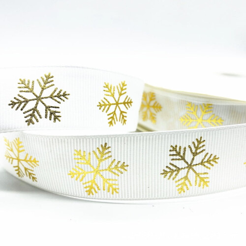 Kerstgrosgrainlint wit 1,5 cm  4,5 m