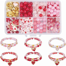 Kit de fabrication de bracelets de Saint-Valentin avec breloques en forme de cœur et verre