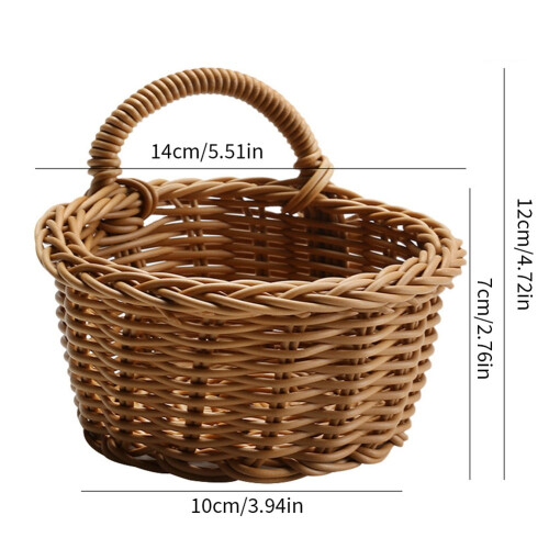 Wall Hanging Wicker Storage Basket Brown 1-Pack 1