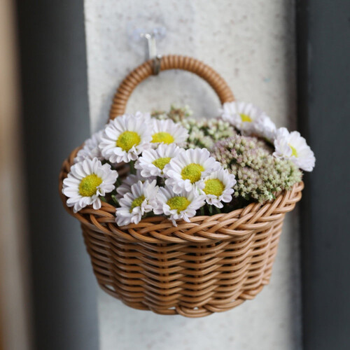 Wall Hanging Wicker Storage Basket Brown 1-Pack 2