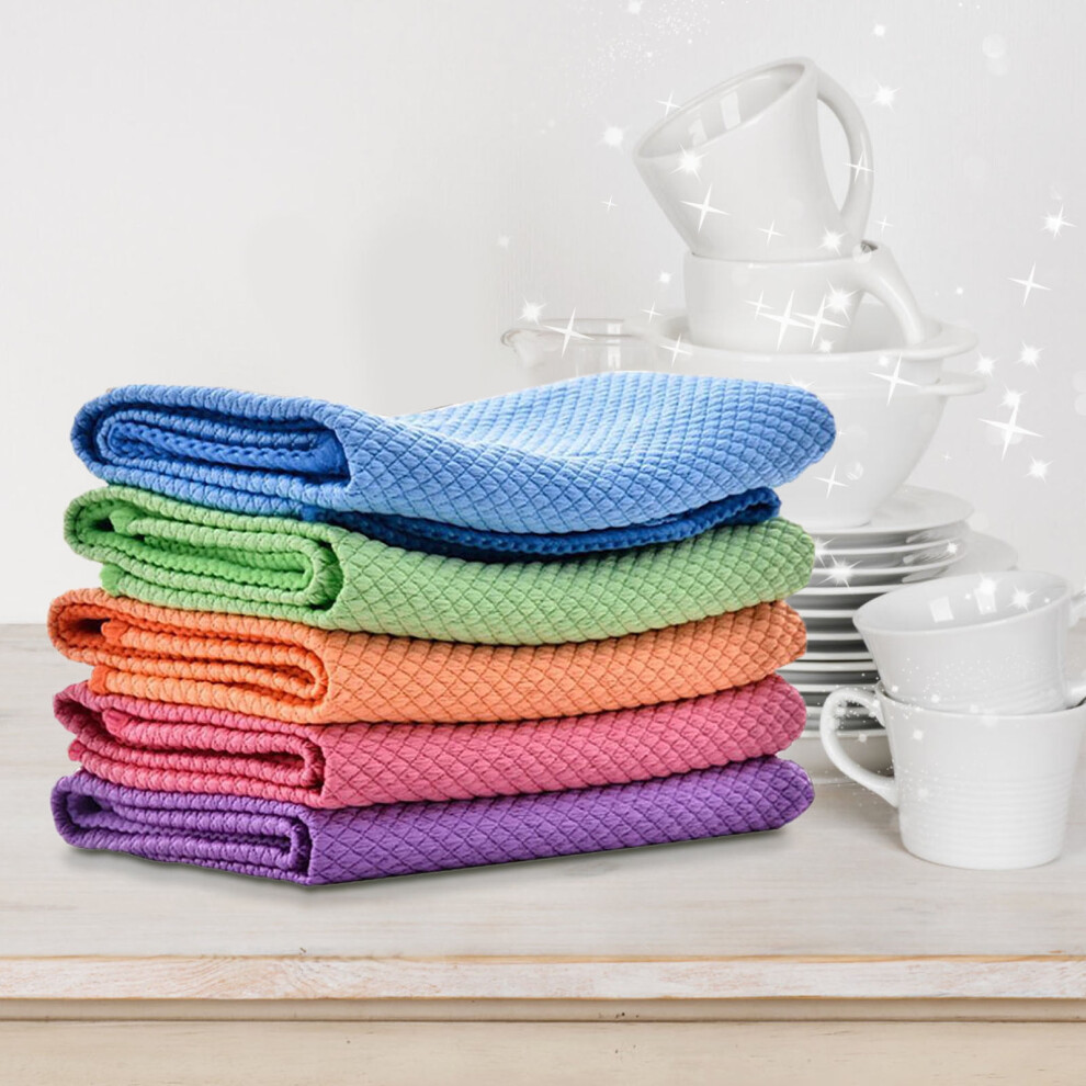 Microfiber Glass Cleaning Cloths 5 Pack 25X25cm Fish Scale 9058772241047