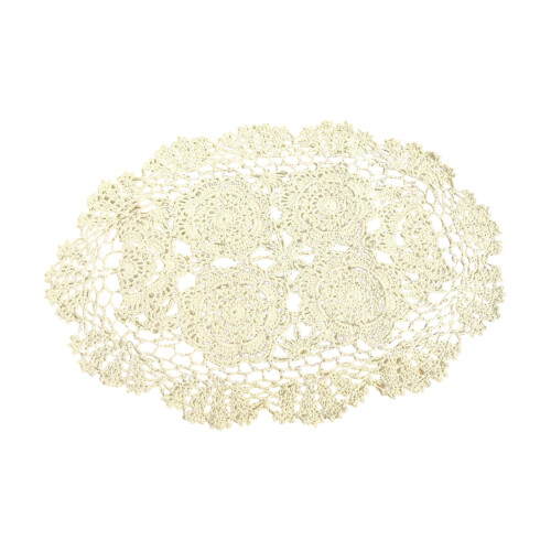 White Crochet Oval Doily 30 x 45 cm