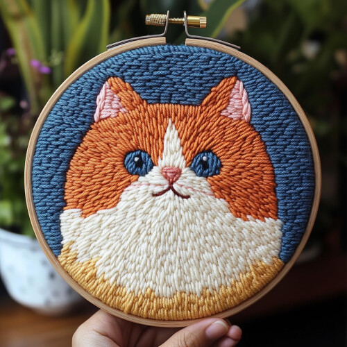 Punch Needle Kit Persian Cat Design – Beginner Embroidery