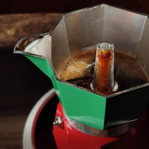 Moka-Kaffeemaschine, 6 Tassen, Grün/Rot 1