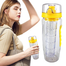 Garrafa de água com infusor de frutas, 960ml, em plástico à prova de vazamentos, para esportes.