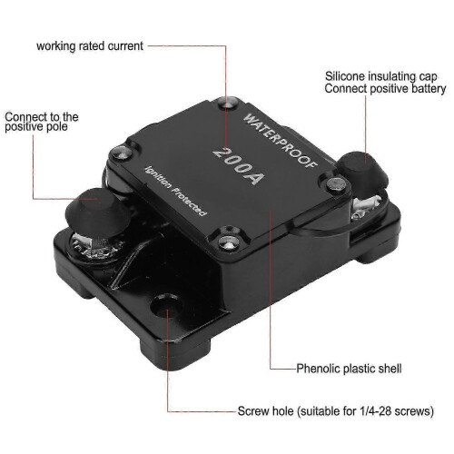 Circuit Breaker Auto Reset Fuse Holder Waterproof Automatic Switch DC12?24V HT?608200A 2