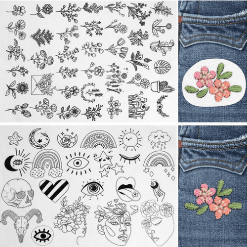 Water-Soluble Floral Embroidery Patterns Kit