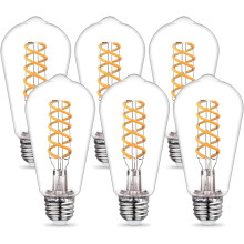Ampoule LED Edison ST58 6W 2700K Blanc doux E26, lot de 6