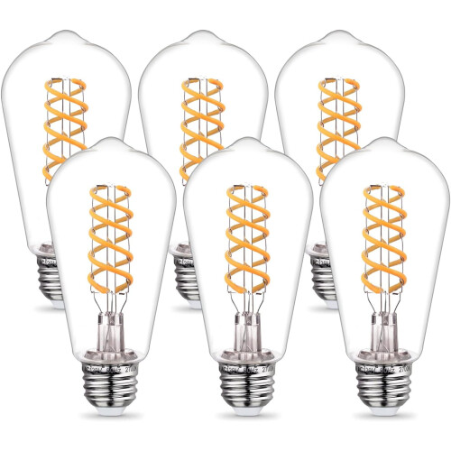 Ampoule LED Edison ST58 6W 2700K Blanc doux E26, lot de 6