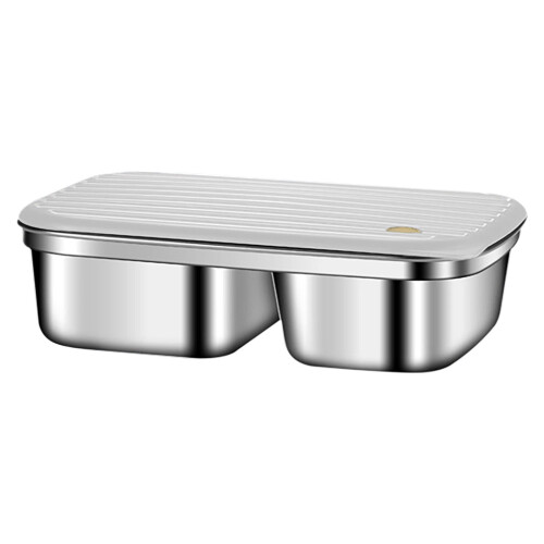 Bento-Box aus Edelstahl mit 3 Fächern, lebensmittelecht, Edelstahl 304