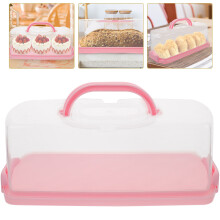Roze PP taartdoos met deksel, 36x16x13 cm