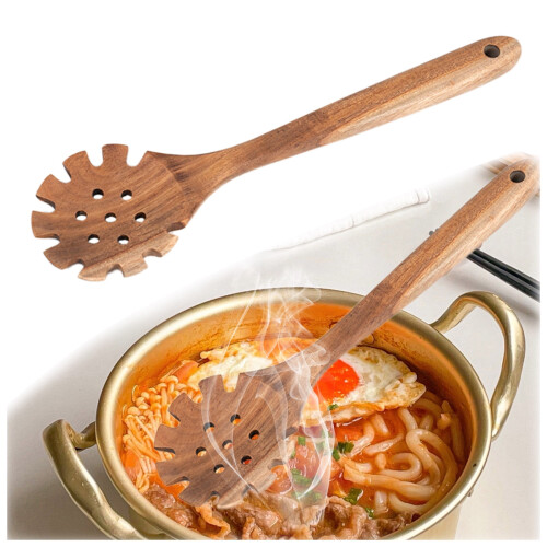Lingură de paste din lemn de salcâm cu dinți, 32 cm