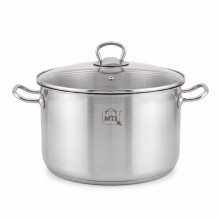 GEEZY 9 Litre Large Deep Stainless Steel Cooking Stock Pot Glass Lid Induction Base