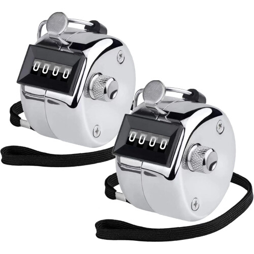 Metal 4-Digit Manual Tally Counter – 2 Pack