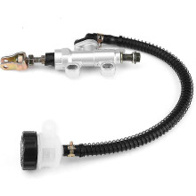 Rear Brake Master Cylinder Rear Foot Brake Hydraulic Master Cylinder Pump Reservoir for Motorcycle Dirt Bike ATV(White)